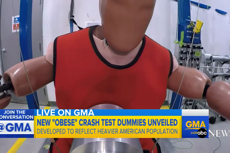 Ker se Američani redijo, so morali prilagoditi lutke za testiranje nesreč (foto: ABC News)