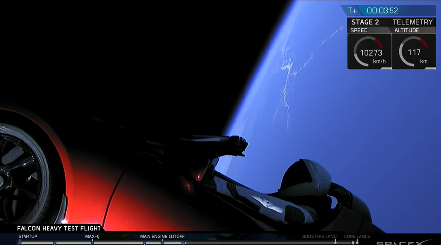 Teslo Roadster v vesolju lahko spremljate tudi v živo (foto: SpaceX @ YouTube)