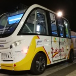 V nakupovalnem središču BTC je zapeljal prvi avtonomni avtobus (foto: Jure Šujica)