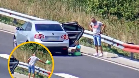 Smrtno nevarno početje: oče ustavil sredi slovenske avtoceste in otroka dal na kahlico (VIDEO)
