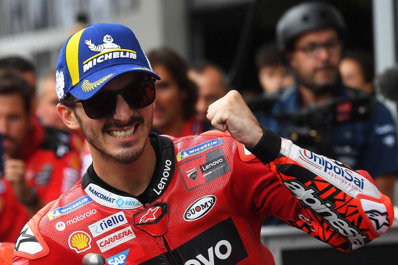Italijan Francesco Bagnaia (Ducati) je zmagovalec dirke razreda mogoGP za VN San Marina v Misanu (IZID DIRKE) (foto: Profimedia)