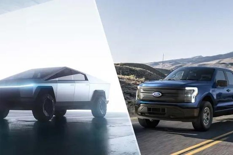 Ko se pomerita Ford F-150 in Cybertruck: Muskov ponos je na papirju hitrejši, v praksi pa… (foto: Tesla/Ford)