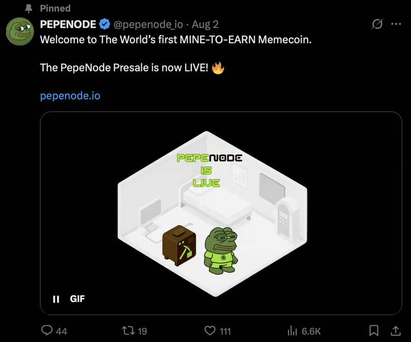 Novi Pepe (PepeNode) zbral 500.000 USD v predprodaji