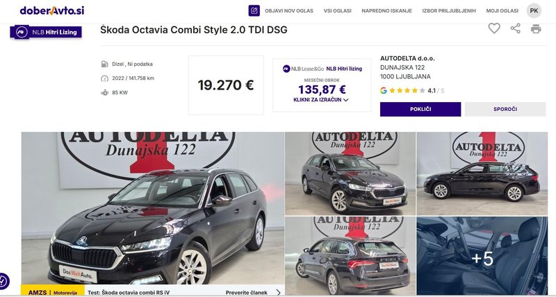DoberAvto.si - AI iskalnik
