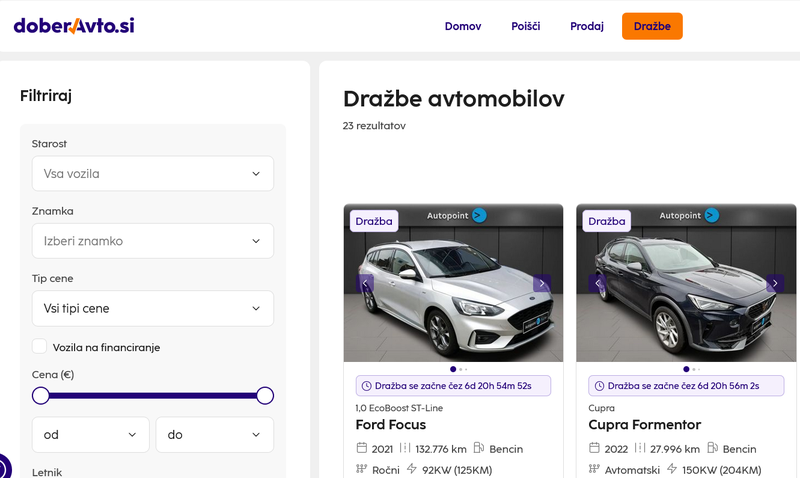 Tudi v Sloveniji je zdaj mogoče kupiti rabljeni avtomobil prek spletne dražbe