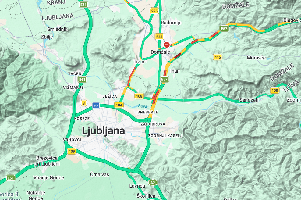 Pomembna dela na štajerski avtocesti bodo voznikom še nekaj časa povzročala sive lase. Situacija je že sedaj kritična (foto: Google maps/Zajem zaslona)