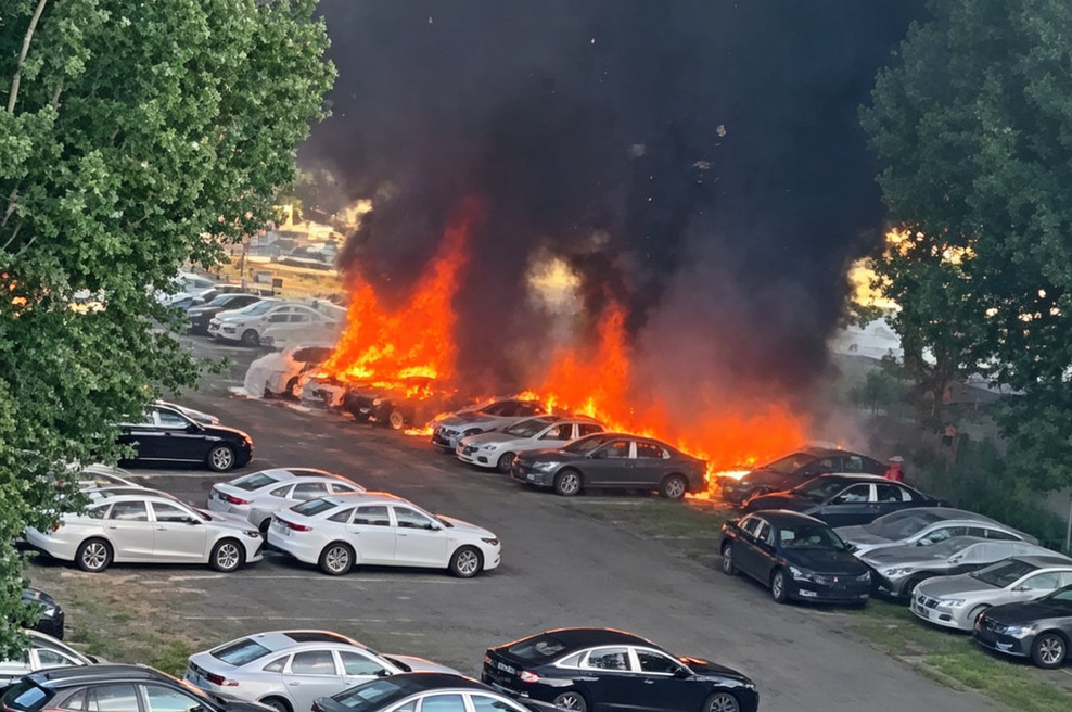 20 novih električnih avtomobilov pogorelo do konca. Razlog pa nadvse bizaren (foto: CarNewsChina/CNR)