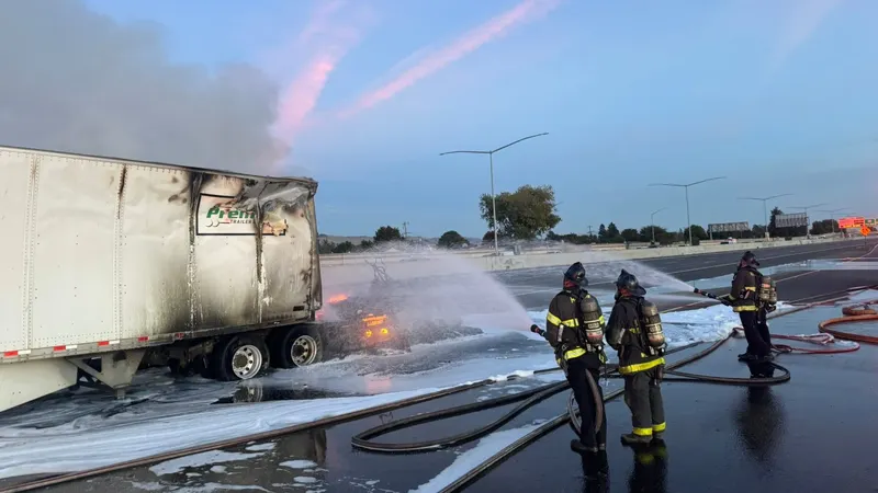 Električni tovornjak Tesla Semi v plamenih, baterija je gorela skoraj deset ur